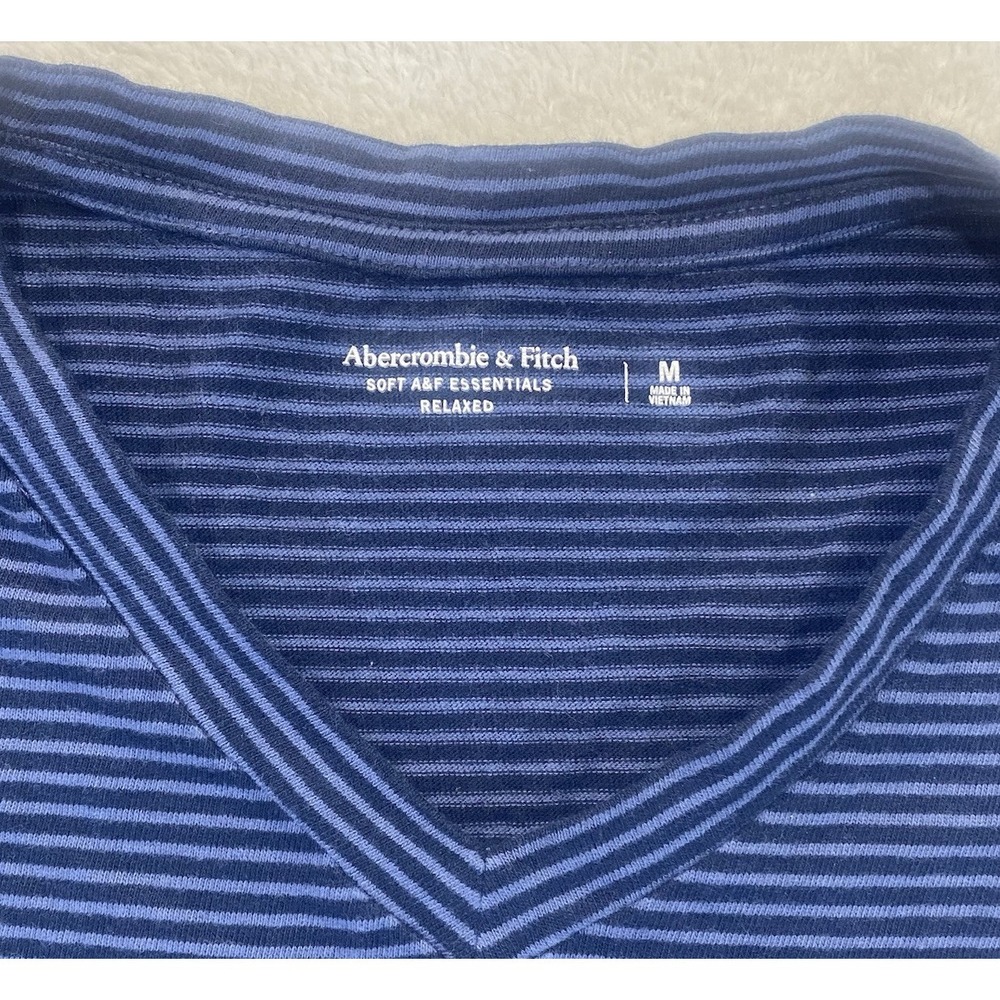 Abercrombie & Fitch Soft‎ A & F Essential Blue Striped Men's Tshirt M Cotton - Picture 2 of 6